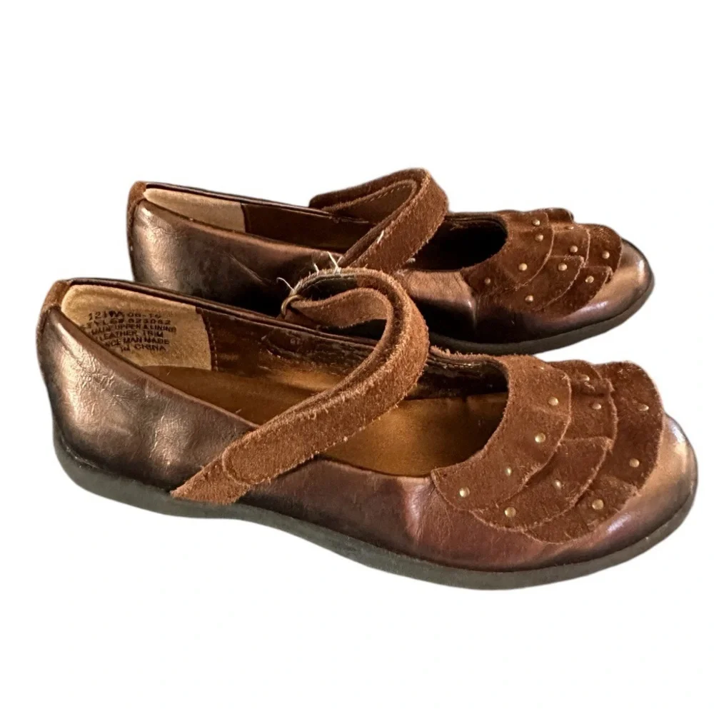 BALLETO VERONICA Brown PATENT MARY JANES Girls Flats Dress Shoes SIZE 12.5